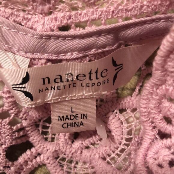 nanette lepore L Mock Neck Pink Lace Back Zip Sleeveless Top - Picture 7 of 9